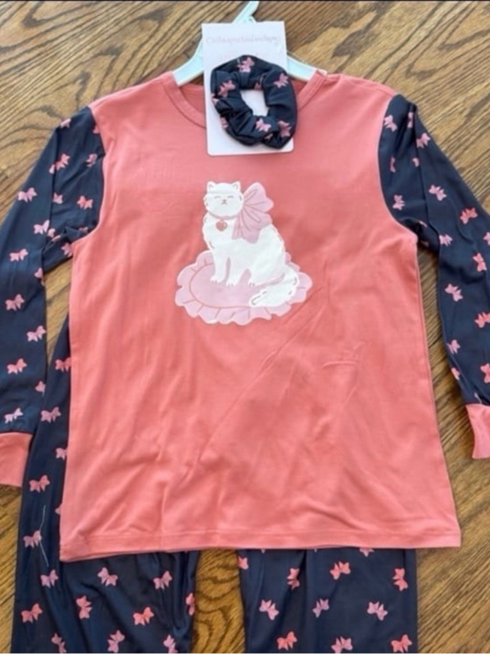 New girls cat long sleeve shirt and pants pajama set size 10/12